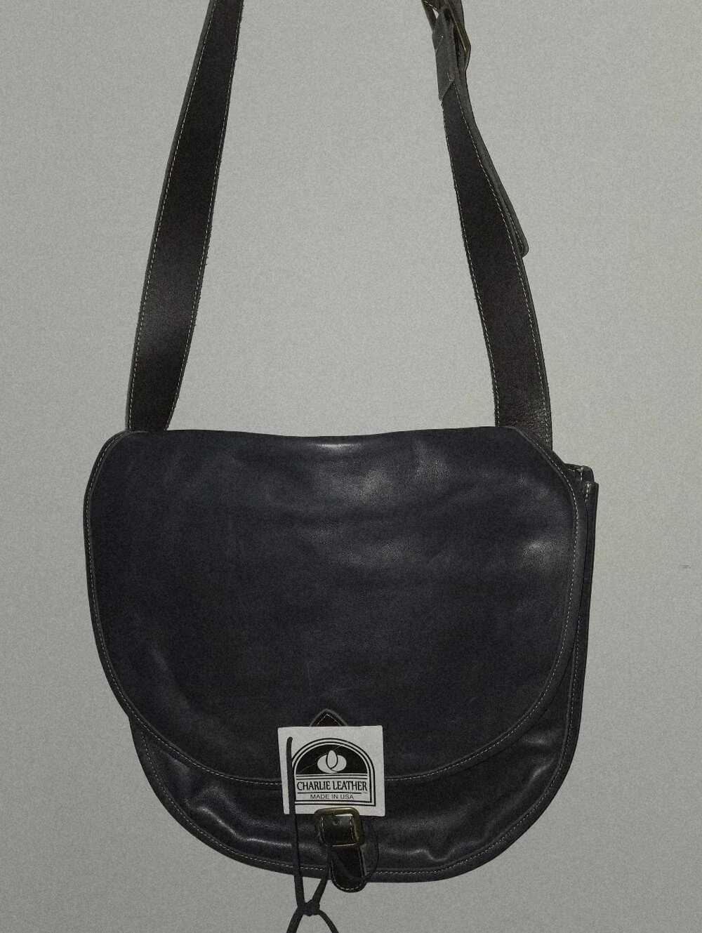 Charlie Leather Crossbody Bag in Dark Blue